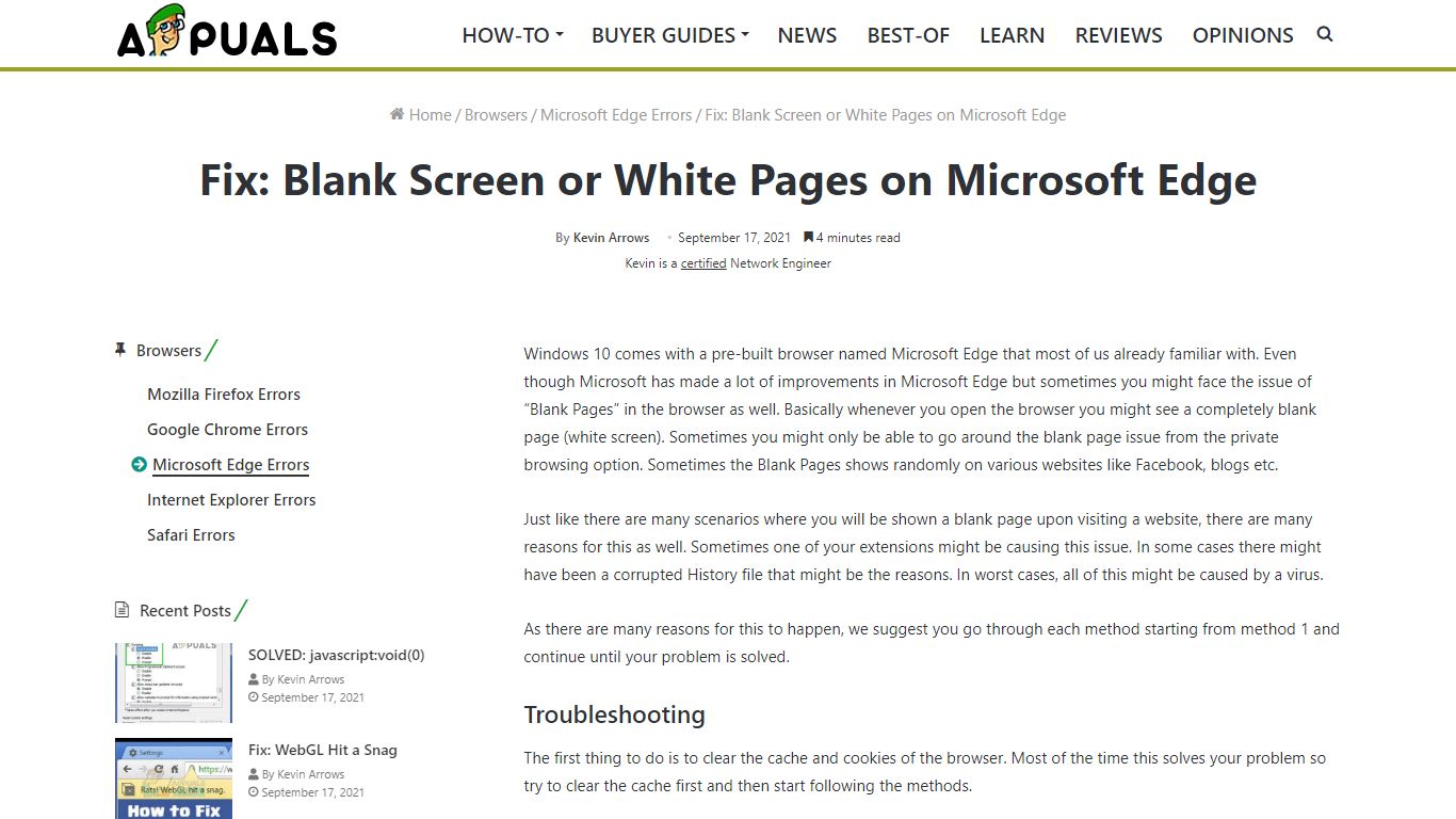 Fix: Blank Screen or White Pages on Microsoft Edge